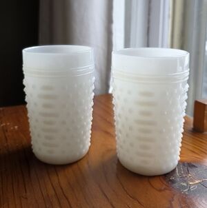 Anchor Hocking White Milk Glass Hobnail Tumblers - Pair